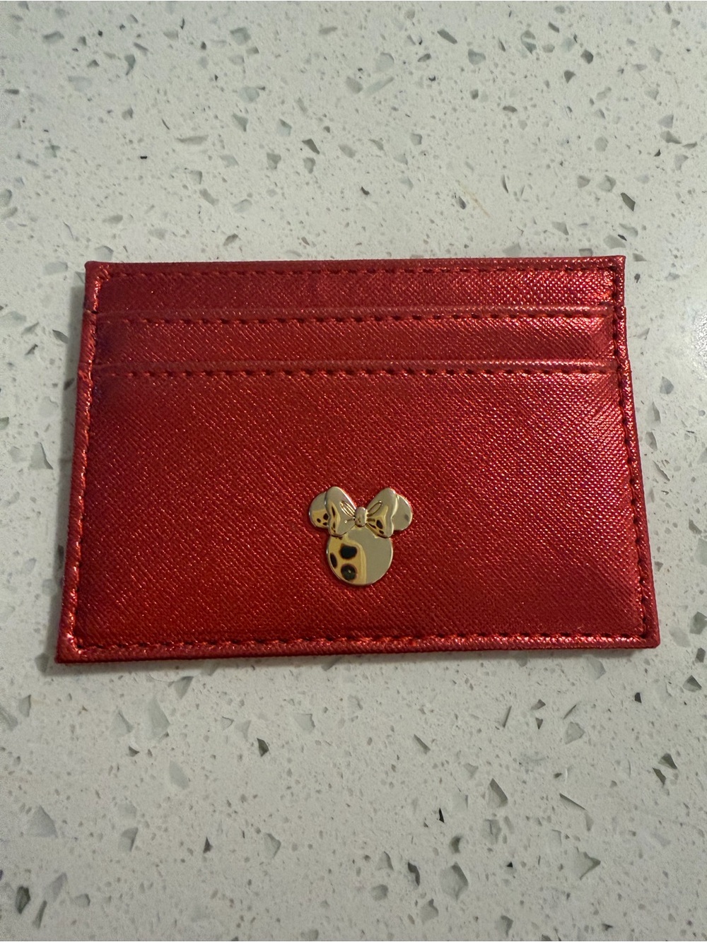 Disney Red Metallic Card Holder with Gold Minnie Accent
